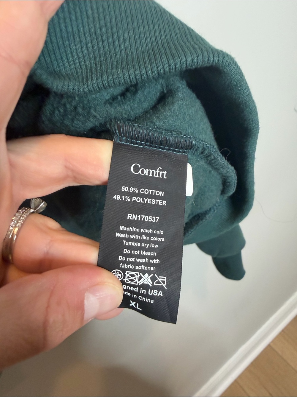 Comfrt Cloud Zip Hoodie XL Pine Green Oversized Full Zip Sweatshirt Jacket - Picture 5 of 8